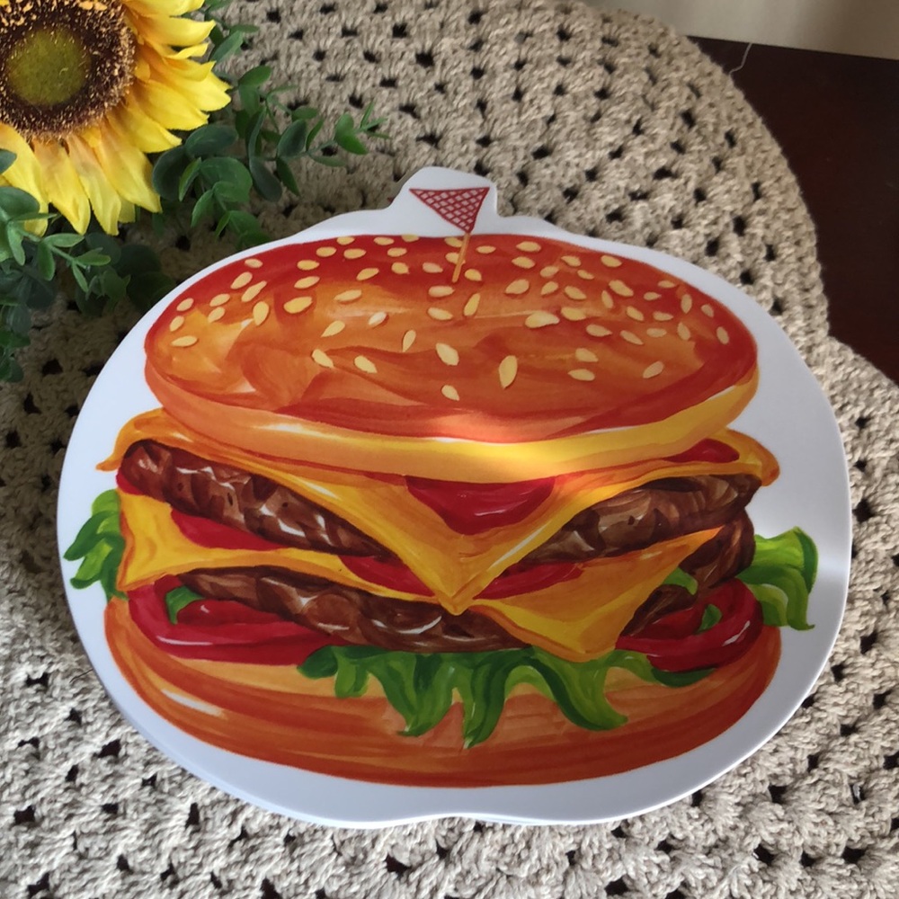 Novelty Cheeseburger Melamine Dinner Plates